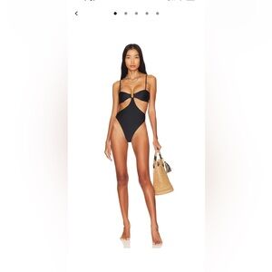 Camila Coelho Black Cutout One Piece Swimsuit